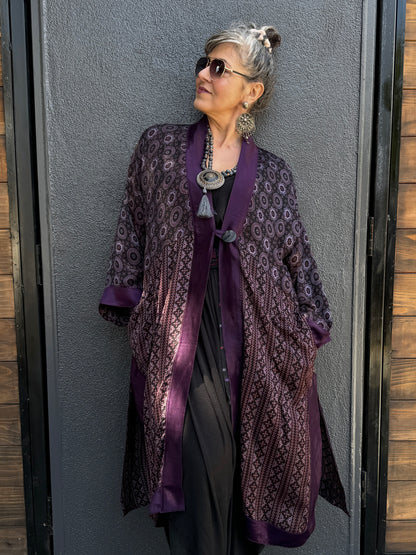 SMOKY PLUM AJRAKH KIMONOS