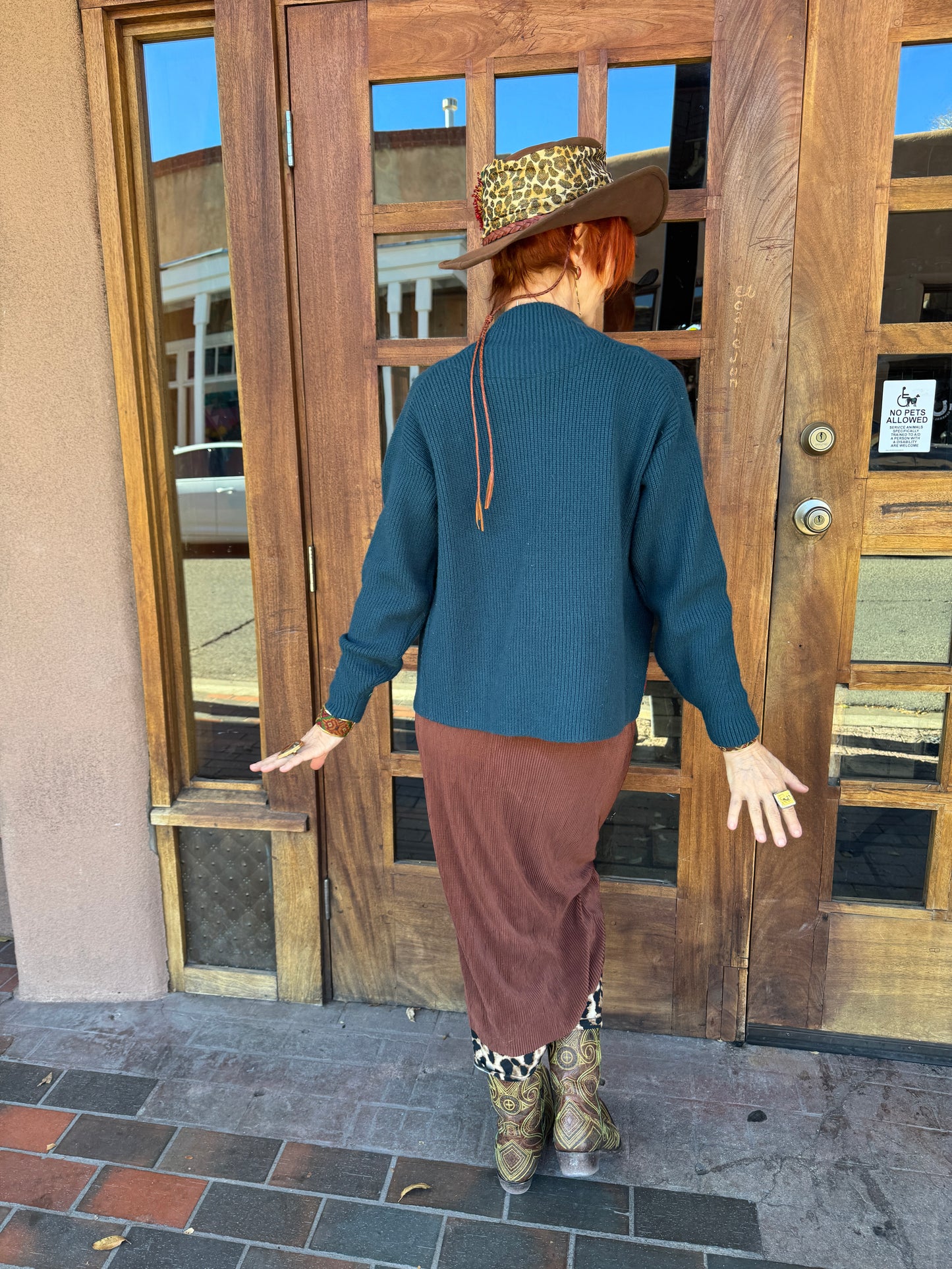 TEAL TRIBAL TRIMMED ZIP CARDIGAN