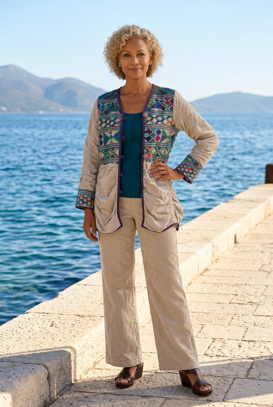 RUCHED ECRU HUIPIL REDUX JACKET