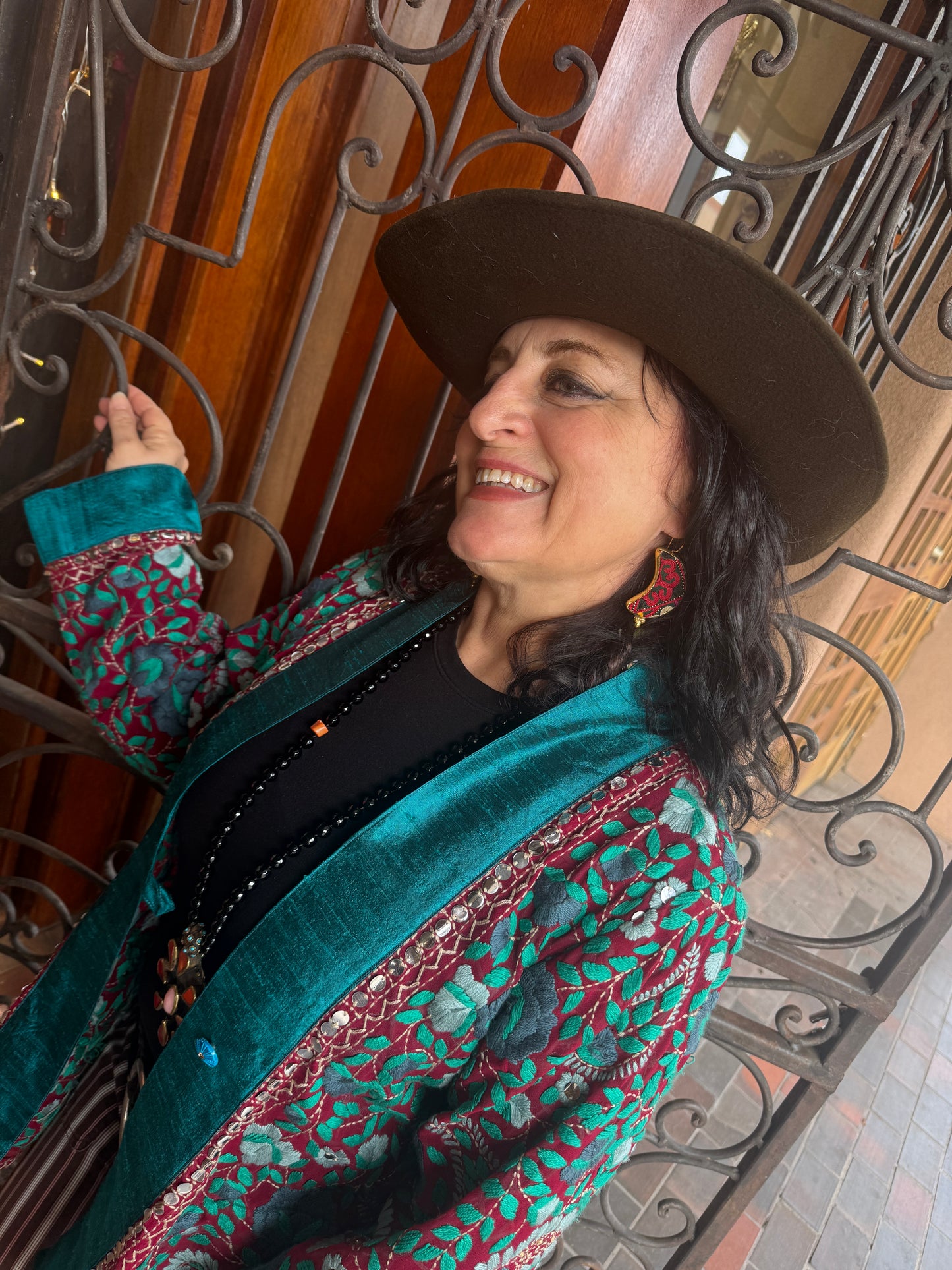 INTRICATELY EMBROIDERED MOON SLIVER EARRINGS