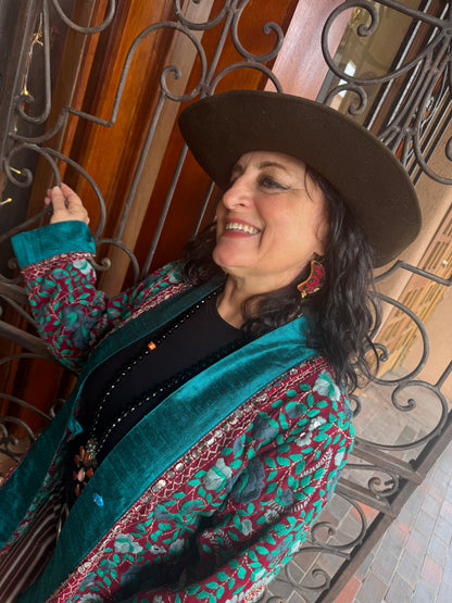 INTRICATELY EMBROIDERED MOON SLIVER EARRINGS