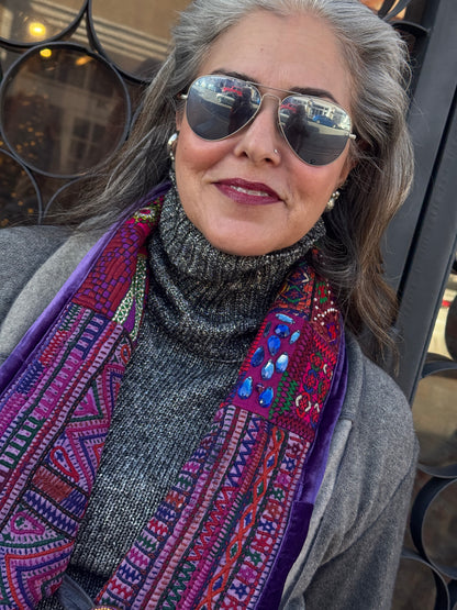 PURPLE TRIM NANA SWEATER