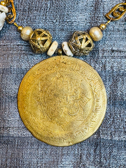 ANCIENT CICADA ARABIC MEDALLION NECKLACE