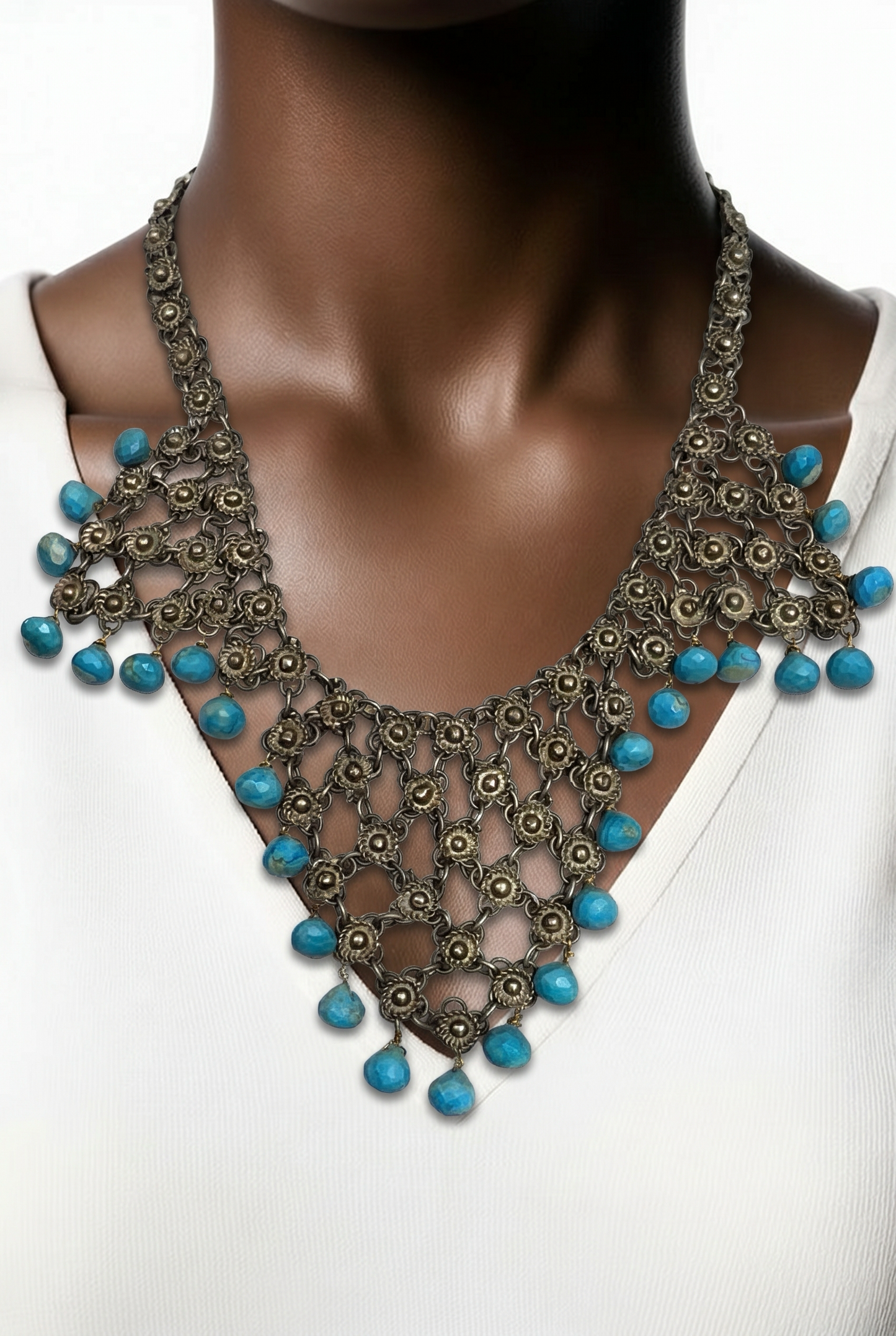 VTG AFGHAN WATERFALL TURQUOISE DROP