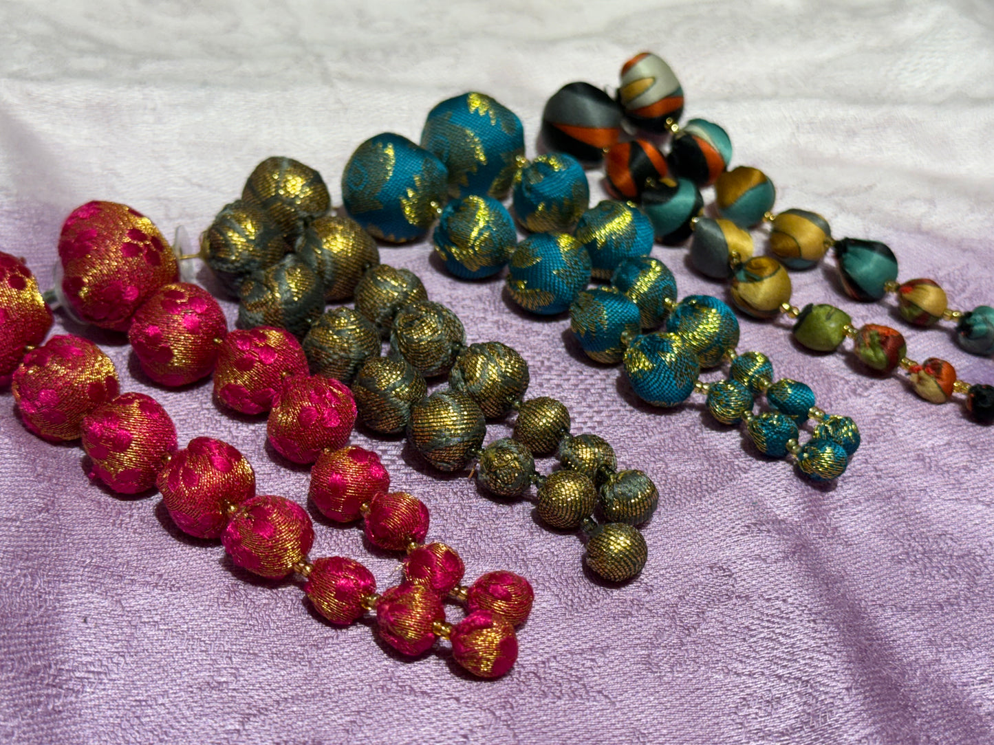 TEXTILE BALL EARRINGS