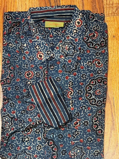 BLOCK PRINT MENS SHIRT Size SMALL Only