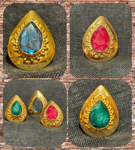 ARABESQUE FACETED GEMSTONE RINGS