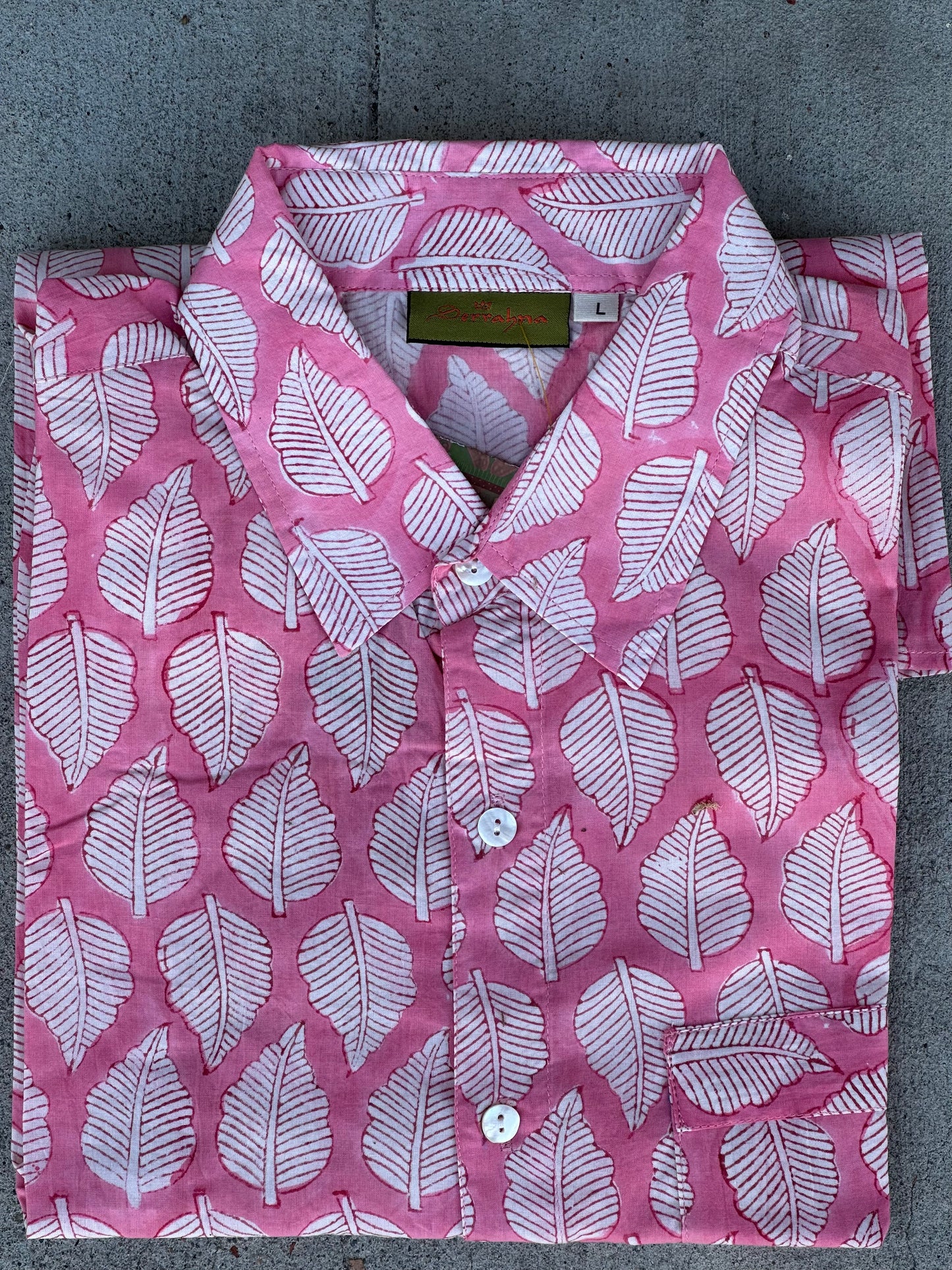 BLOCK PRINT MENS SHIRT Size XL Only