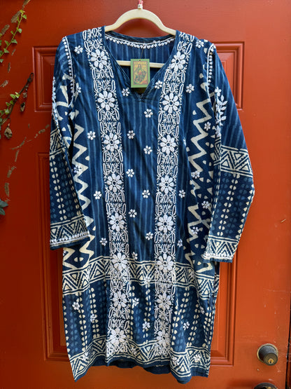 EMBROIDERED INDIGO TUNIC