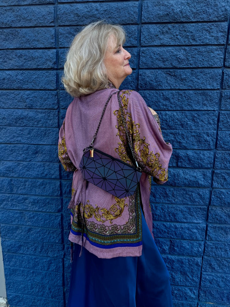 VIOLET REVERSIBLE DIGITAL PRINT KIMONO