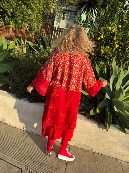 RAVISHING RED RUBY LONG KIMONO