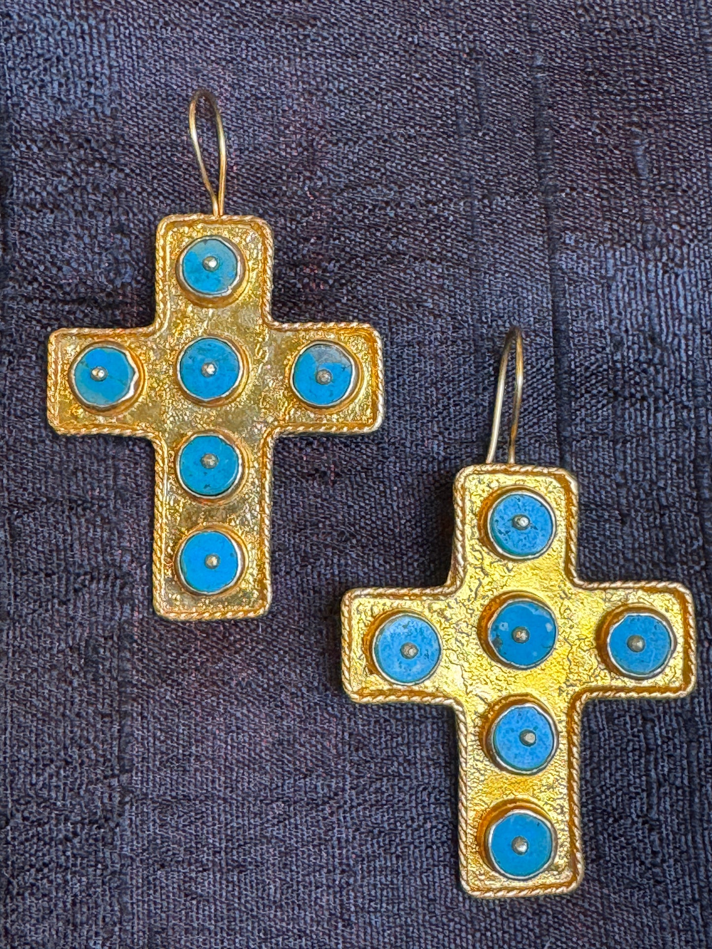 GEMSTONE CROSS EARRINGS