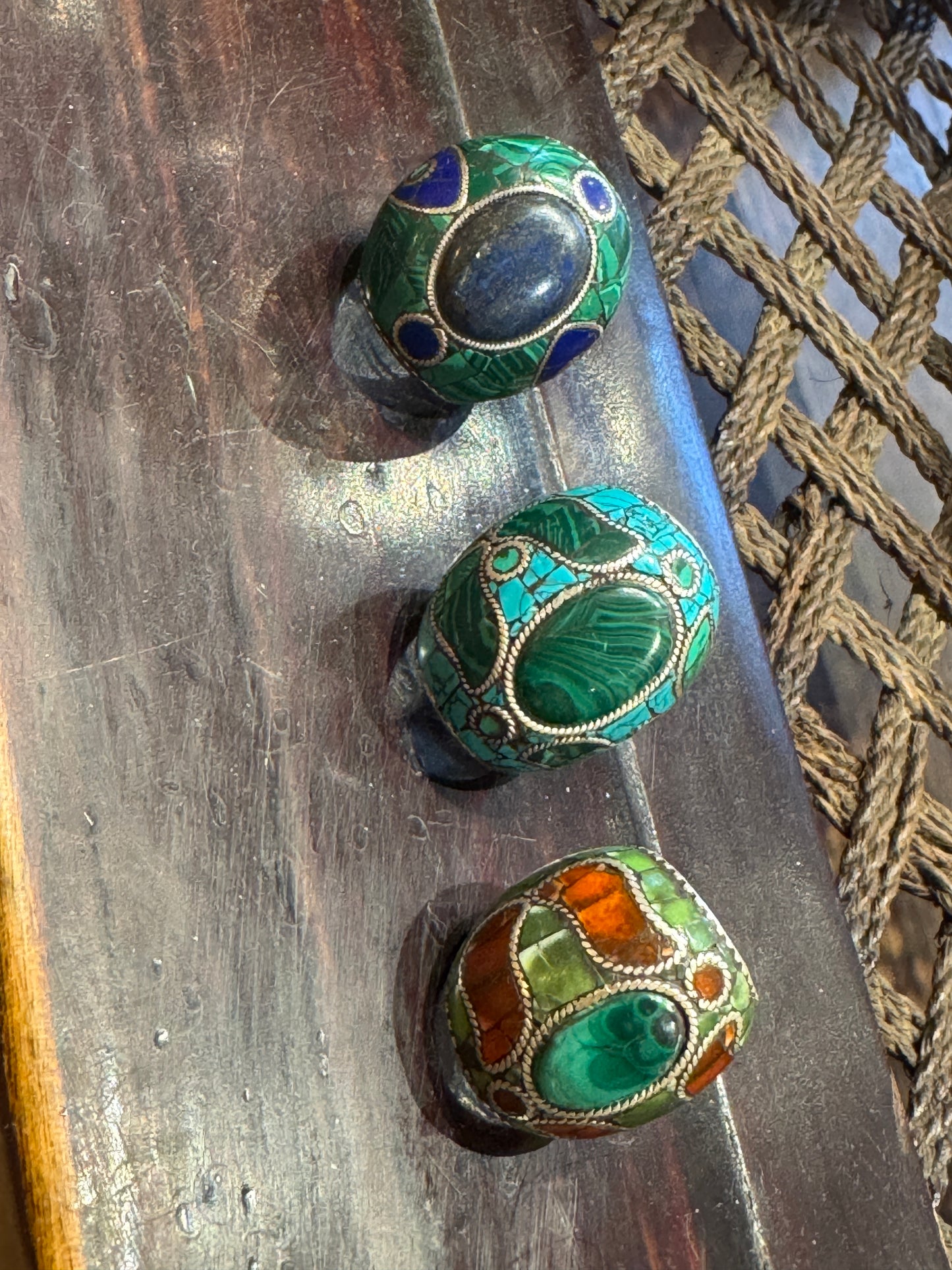 KASHMIRI MEGA MOSAIC STONE SILVER RINGS