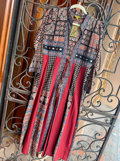 QUEENS GOWN PATCHWORK COTTON COAT DRESS