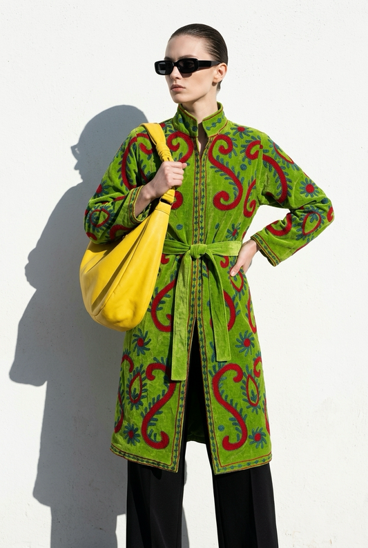SWIRL COTTON VELVET COAT