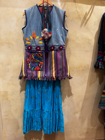 SUN MOON BIRD HUIPIL UPCYCLED VEST