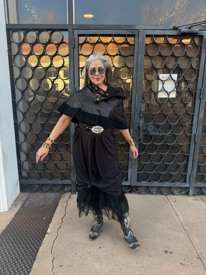 BLACK LEATHER CAPELET