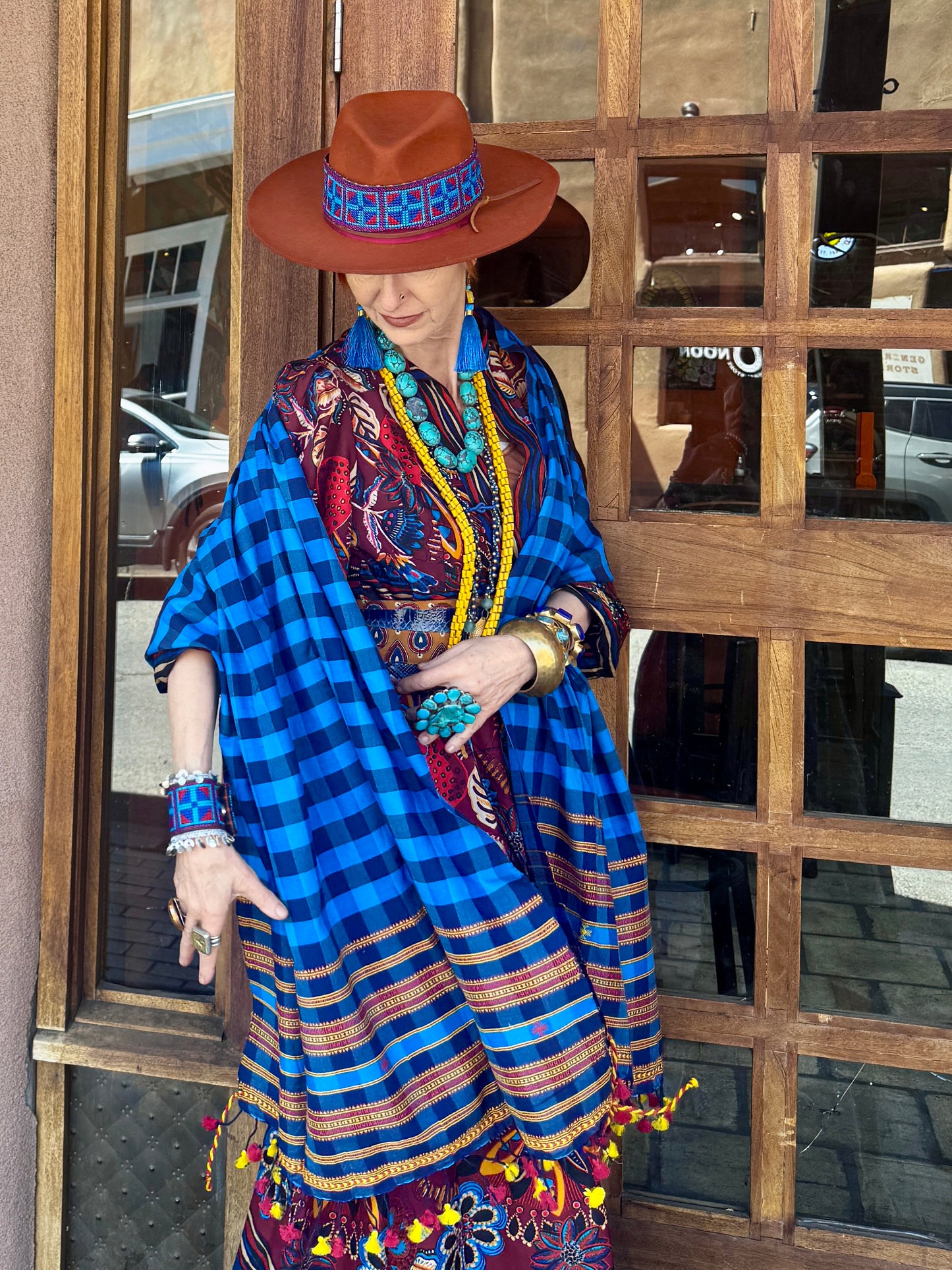 CHECKERED PAST HAND LOOM COTTON SHAWL