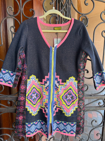 ZIP BLUE MANDALA SWEATER