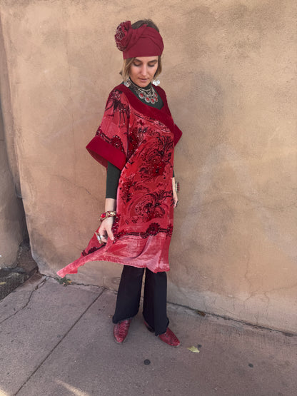 CORAL CHRISTMAS VELVET TUNIC