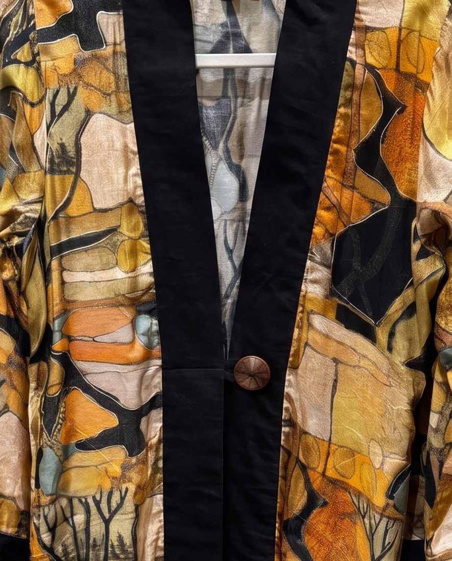 MODERN ABSTRACT FOREST SWING COAT