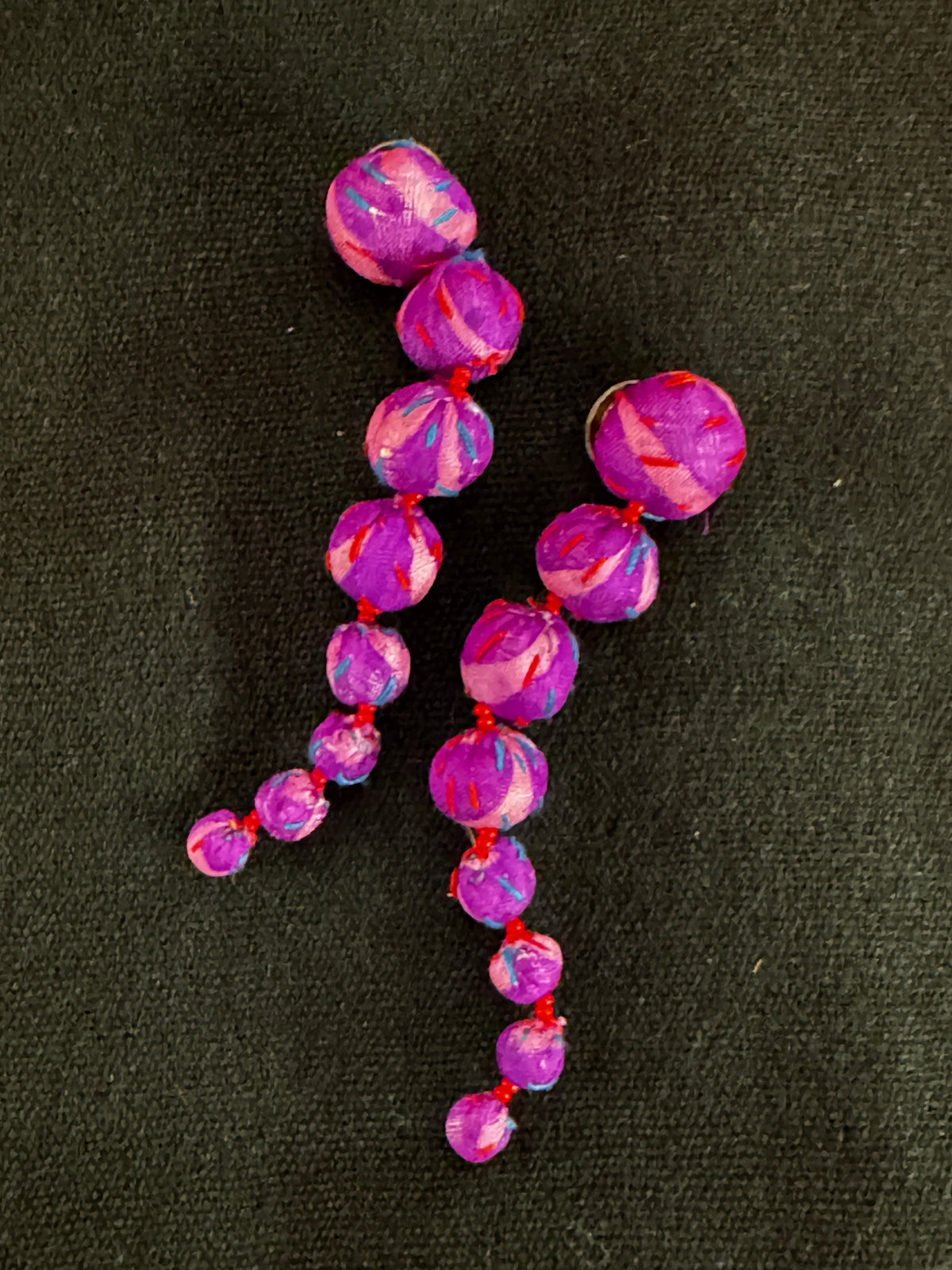 CASCADING CLOTH BALL EARRINGS
