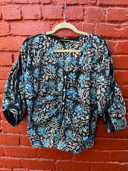 BLACK FLORAL KAGAN BLOUSE