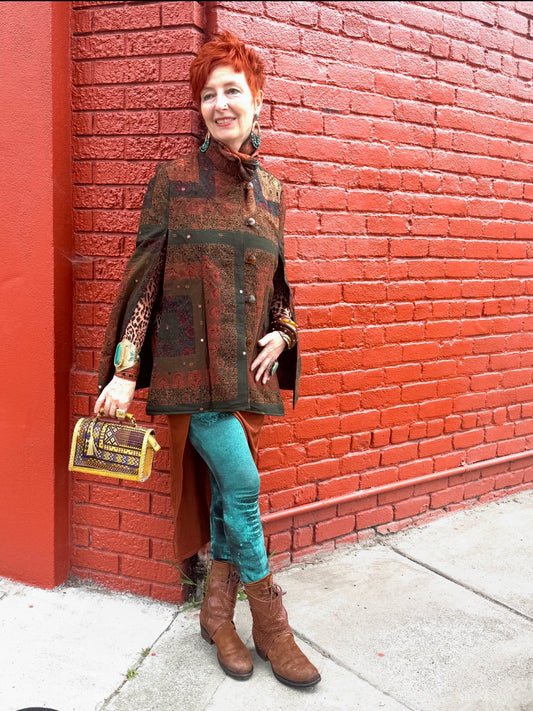 RUSTIC AUTUMN PATCHWORK CAPE