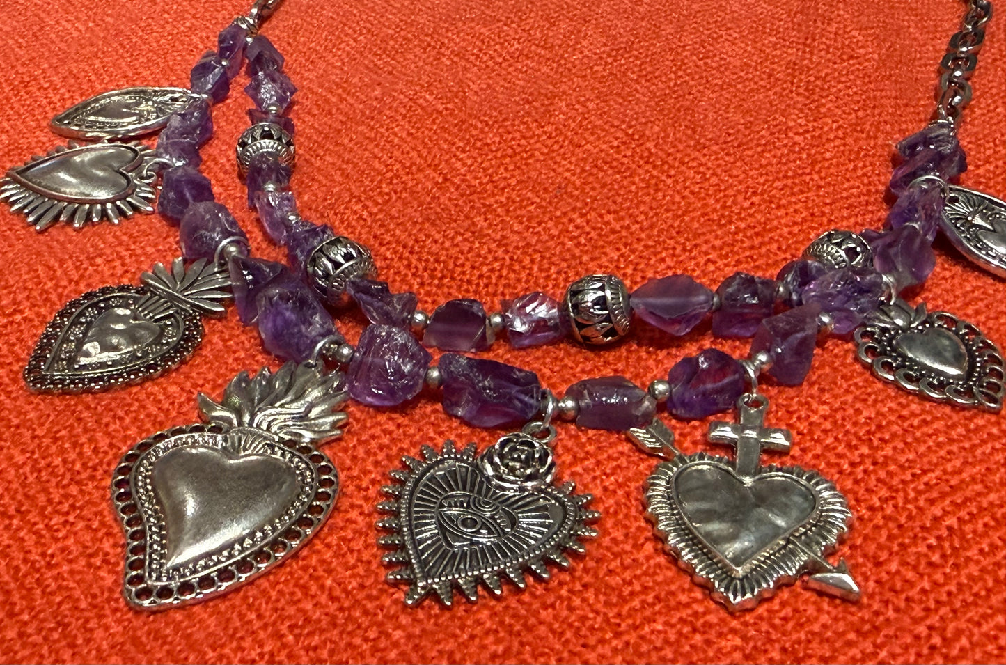 AMETHYST SACRED HEART NECKLACE