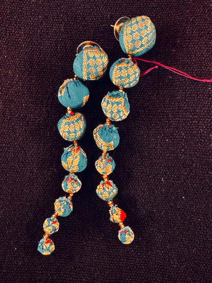 CASCADING CLOTH BALL EARRINGS