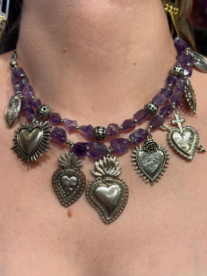 AMETHYST SACRED HEART NECKLACE