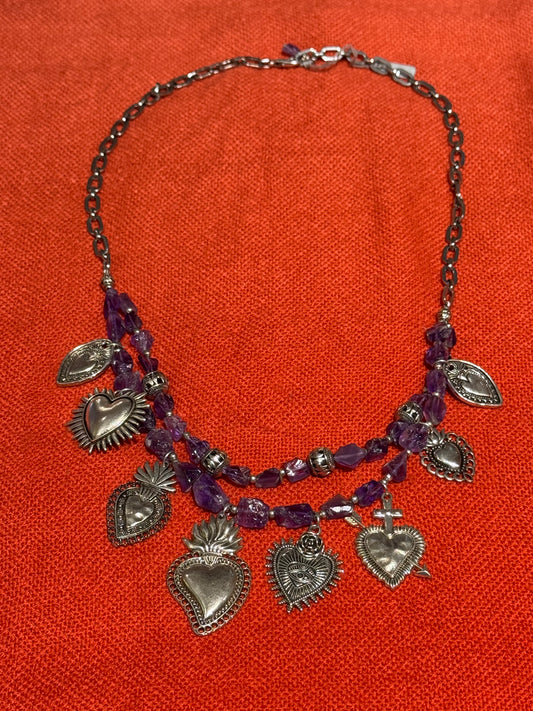 AMETHYST SACRED HEART NECKLACE