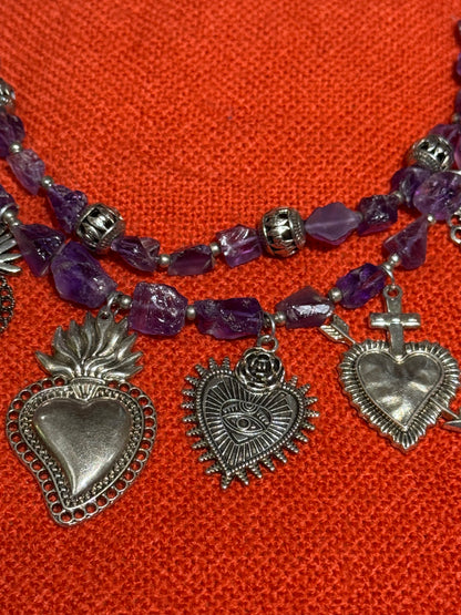 AMETHYST SACRED HEART NECKLACE