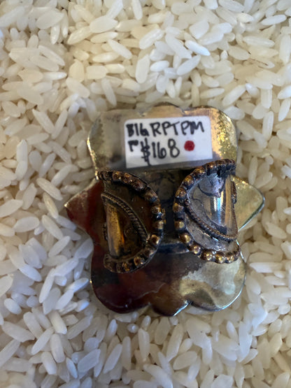 PERSIAN TURQUOISE AND BLISTER PYRITE RING