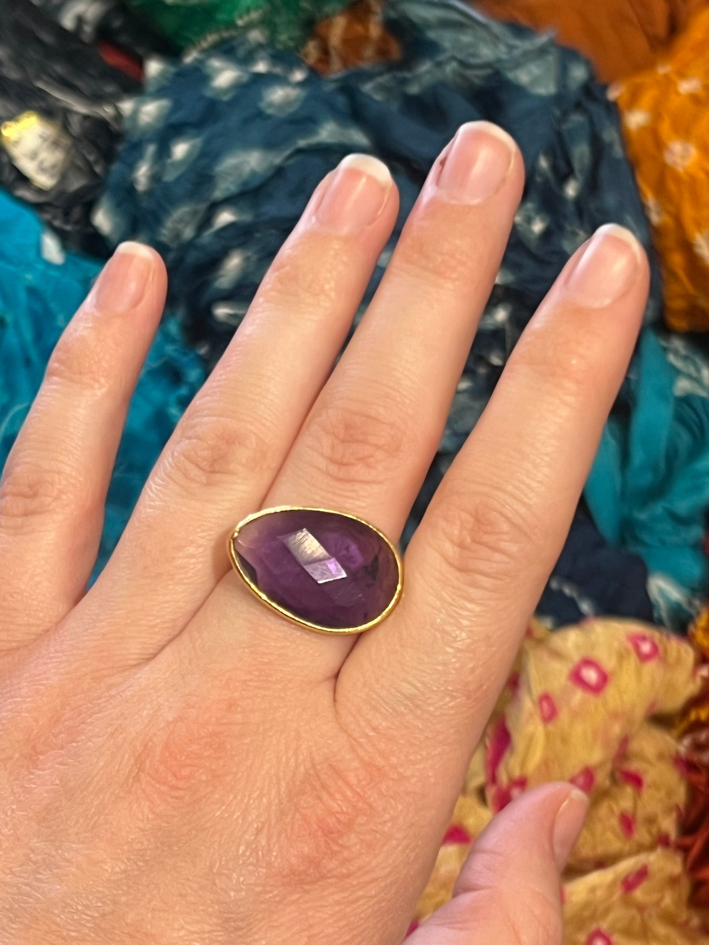 AMETHYST ALMOND SHAPE RING