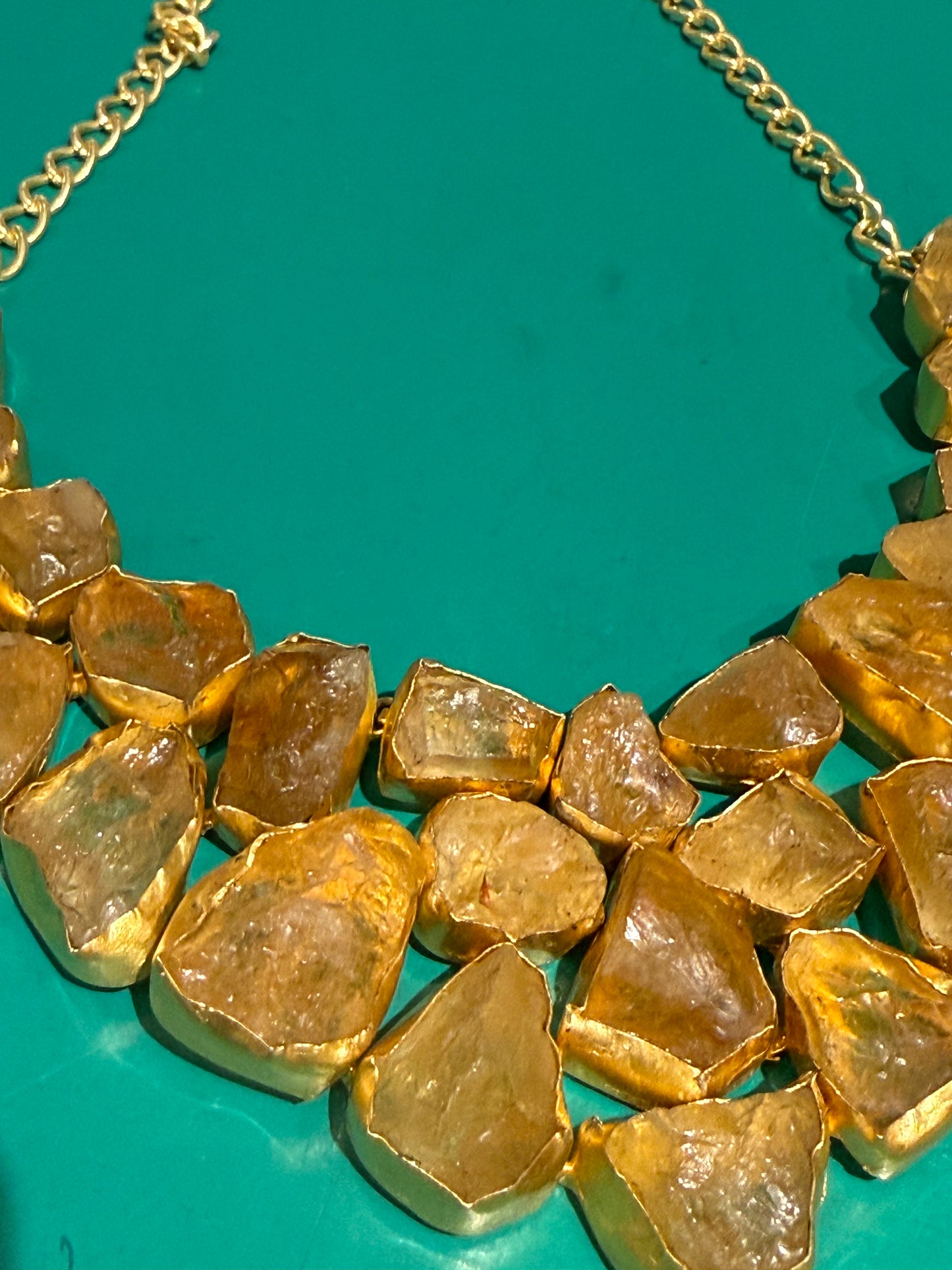 CITRINE ROUGH CUT MOSAIC COLLAR NECKLACE