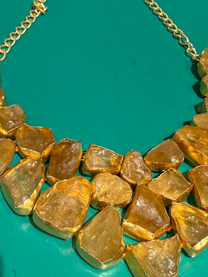 CITRINE ROUGH CUT MOSAIC COLLAR NECKLACE