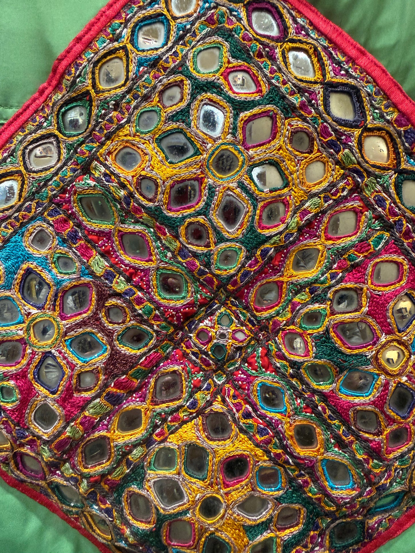 TRIBAL BLING GREEN PUFFER VEST