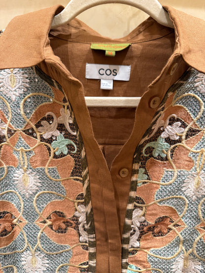 UPCYCLED EMBROIDERED COS CAMEL COAT