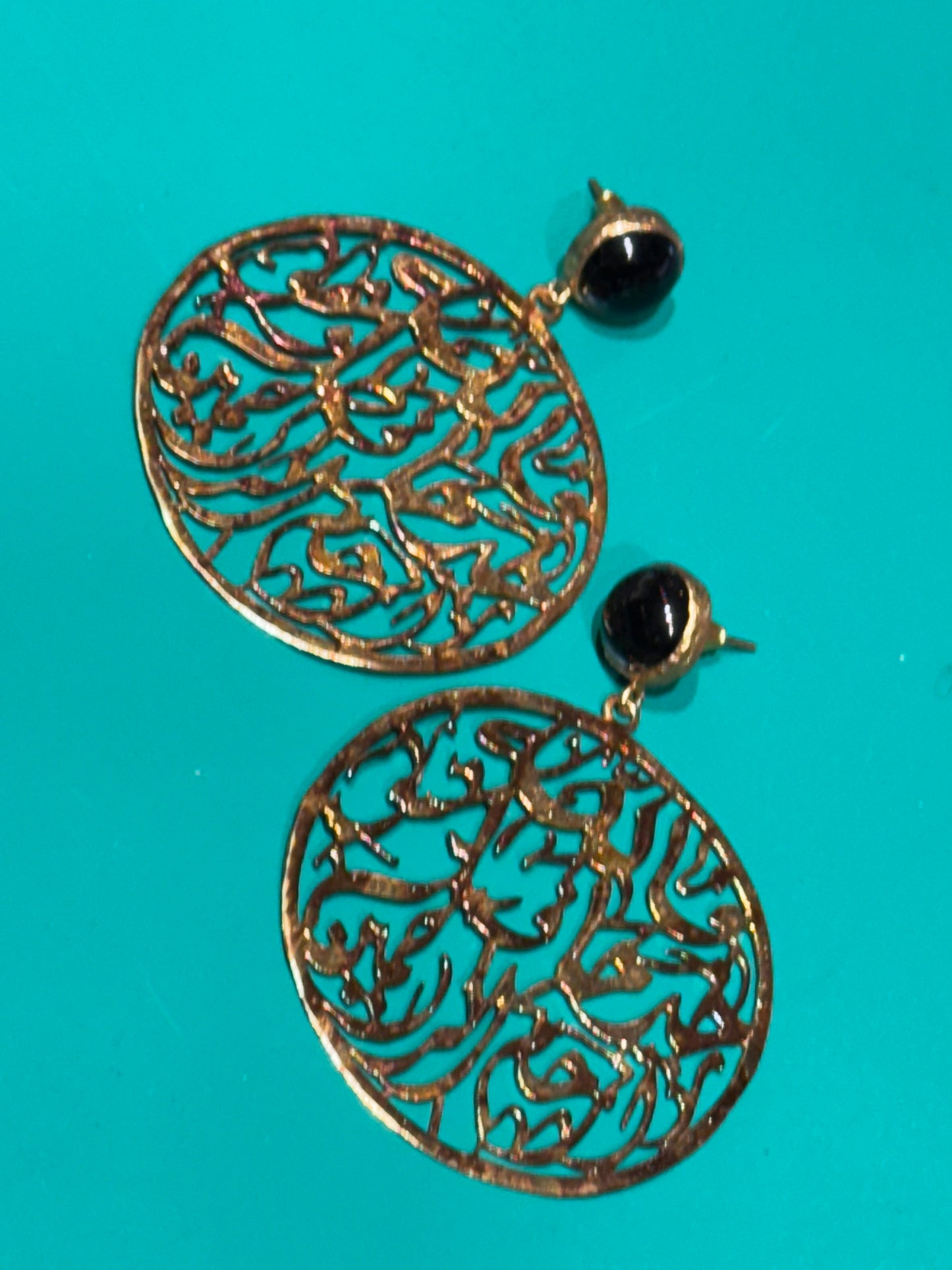 ARABIC SCRIPT SAPPHIRE STUD POST EARRING