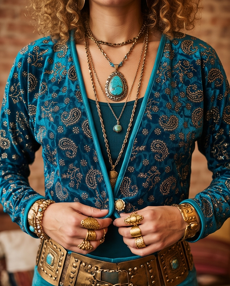 GILDED PAISLEY STRETCH VELVET SHRUG