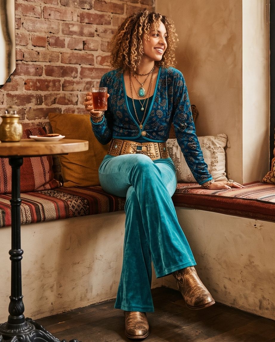 GILDED PAISLEY STRETCH VELVET SHRUG