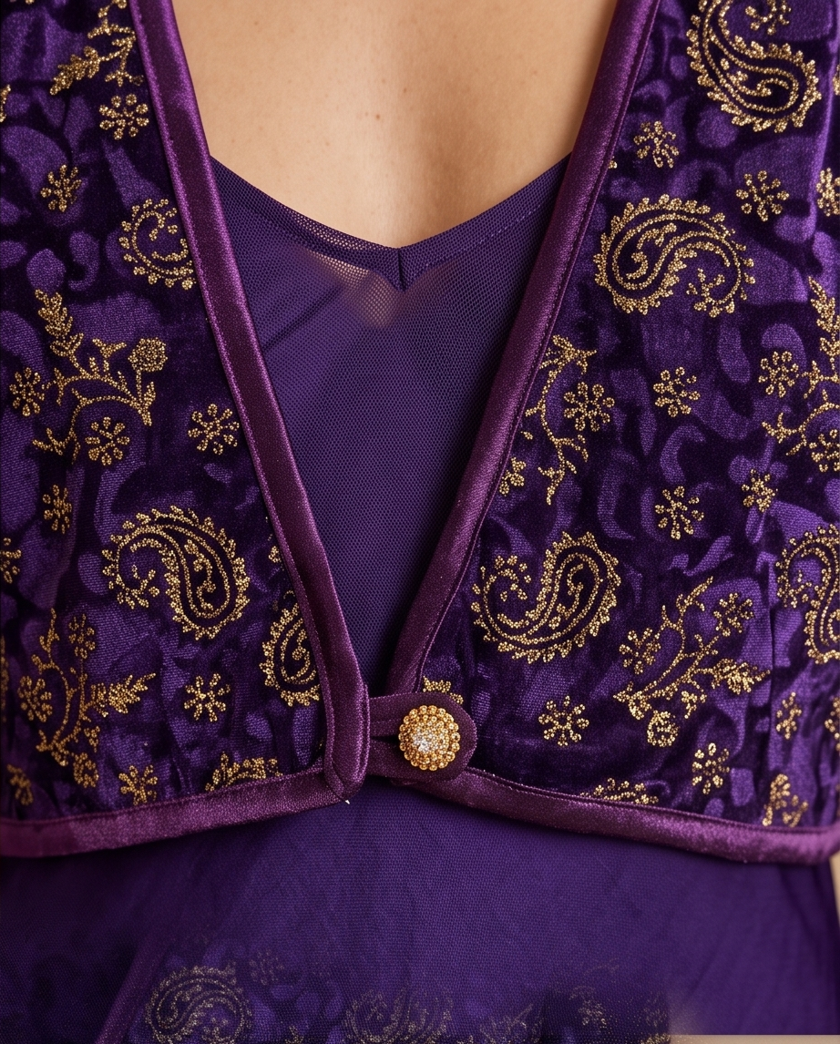 GILDED PAISLEY STRETCH VELVET SHRUG