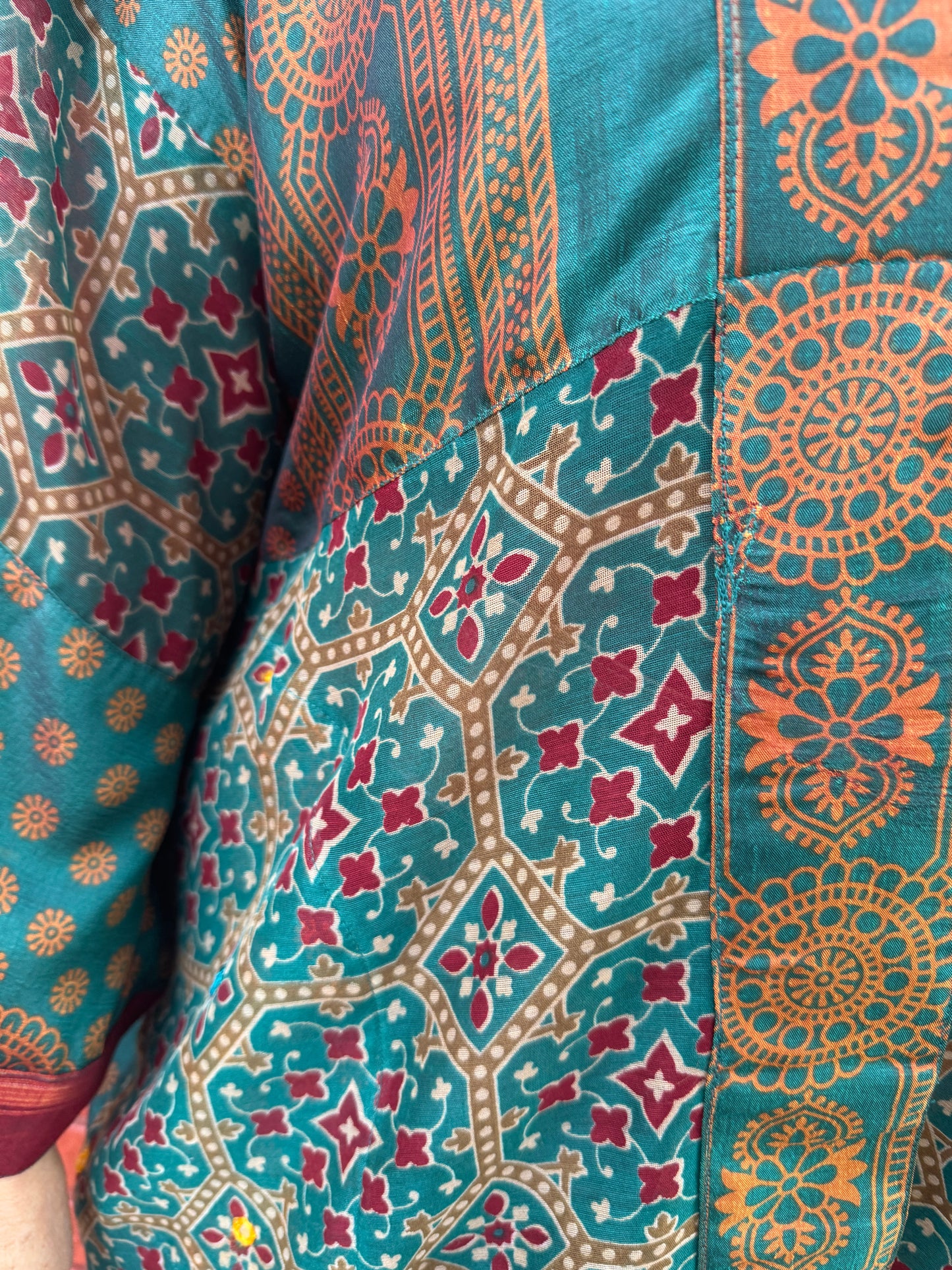 DEEP TEAL TILE PRINT KIMONO