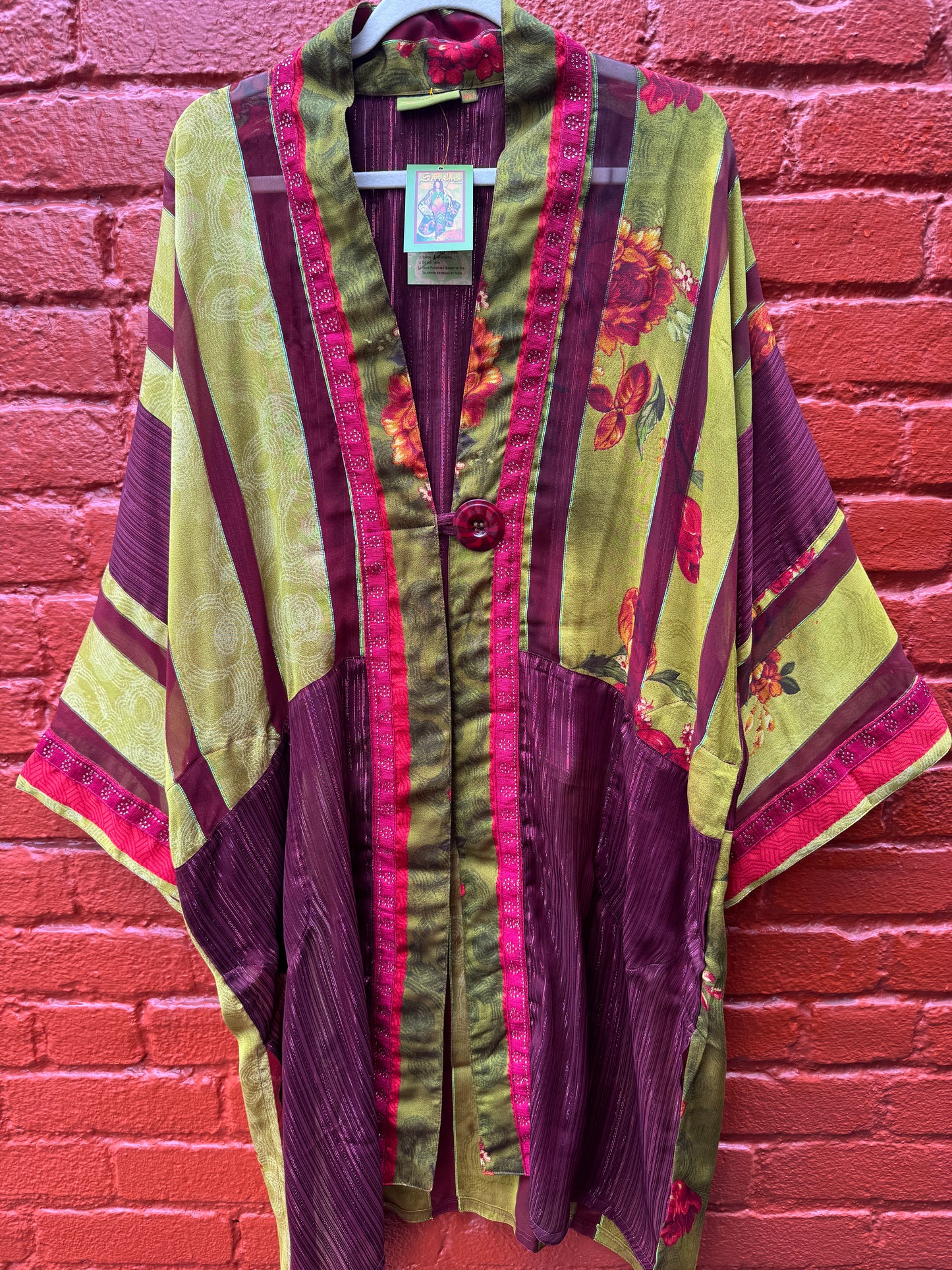 ELECTRIC LICHEN CRANBERRY LONG KIMONOS