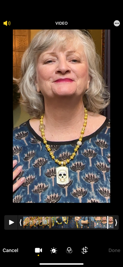 YELLOW FELLOW BLING SKULL NECKLACE