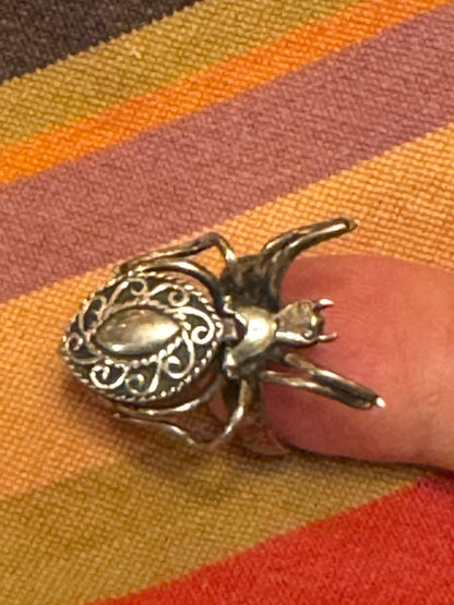 STERLING SILVER SPIDER POISON RING