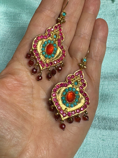 AVA ARABESQUE EARRINGS: Ruby Dangle Earrings