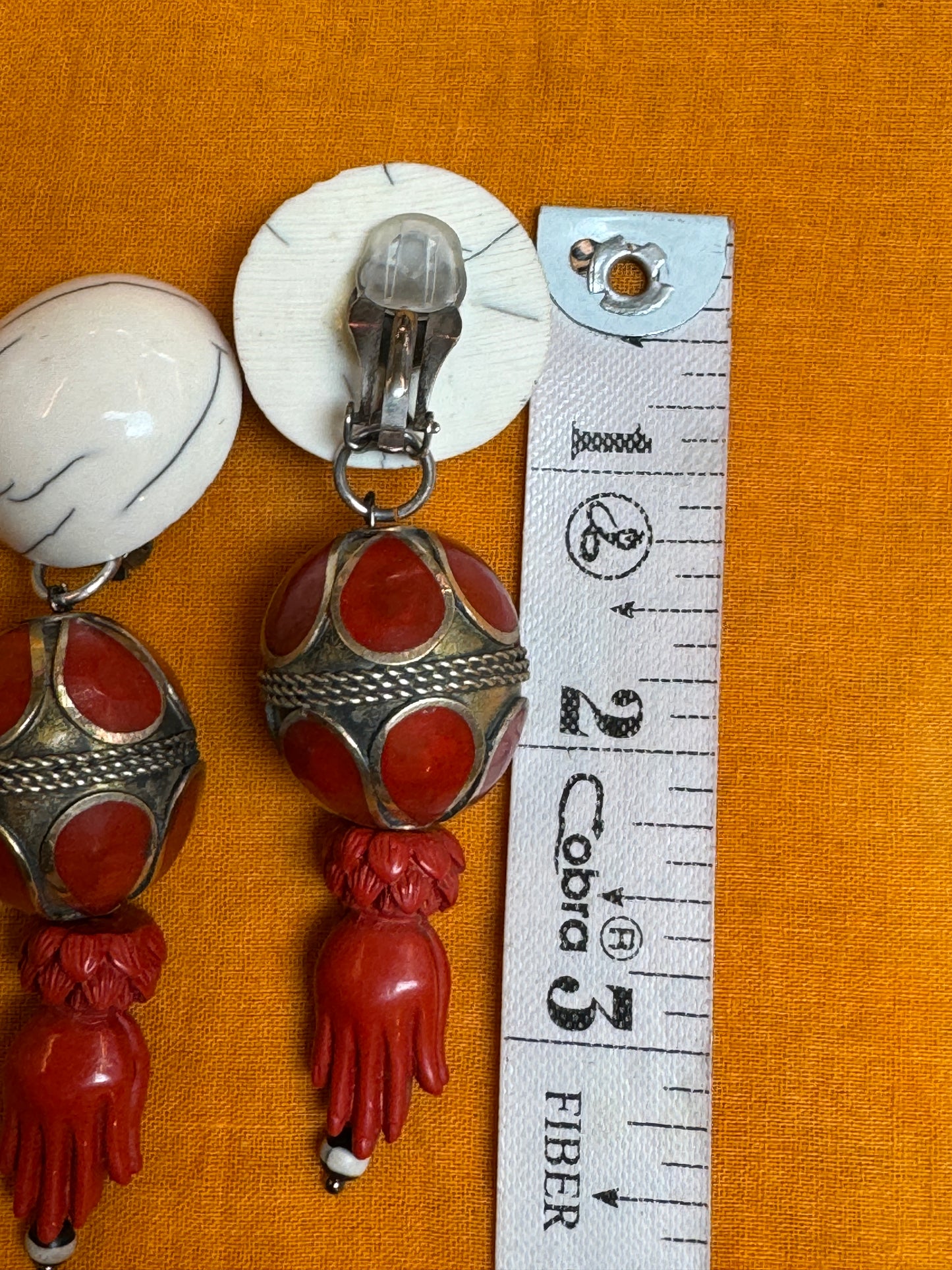 RED PRAYER HANDS CLIP ON EARRINGS