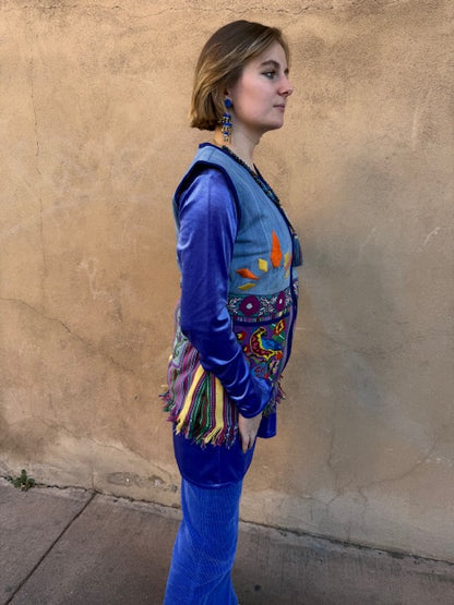 SUN MOON BIRD HUIPIL UPCYCLED VEST